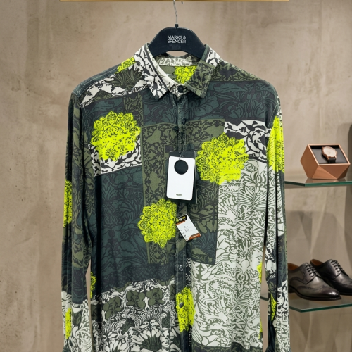 Linen Floral Printed Casual Full Sleeve Shirt - Green