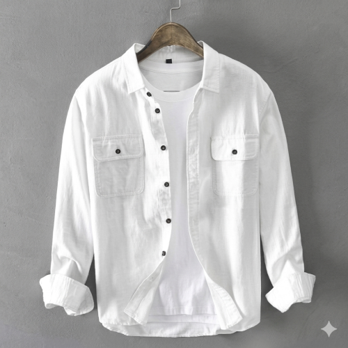 Double Pocket  Long Sleeve Shirt