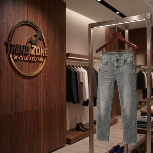 Grey Regular Fit Authentic Stretch Denim Jeans