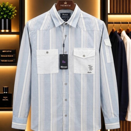 Old Money Cotton Stripe Dubble Pocket Shirt